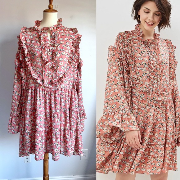 SISTER JANE Florid Bib Smock Floral Babydoll Dress